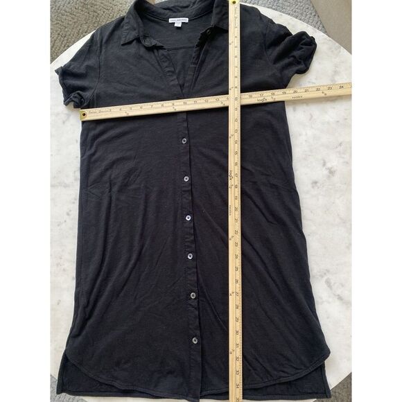 Standard James Perse Womens Size M (2) ‎ Black Knit Shirt Dress Button Relaxed - Picture 6 of 7